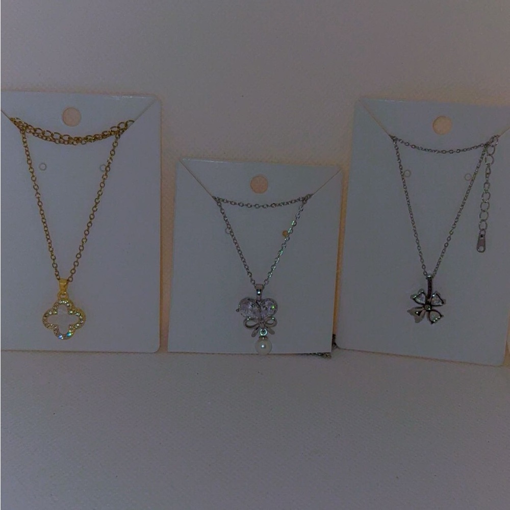 Gold and Silver Floral Pendant Necklaces - Elegant Women's Jewelry